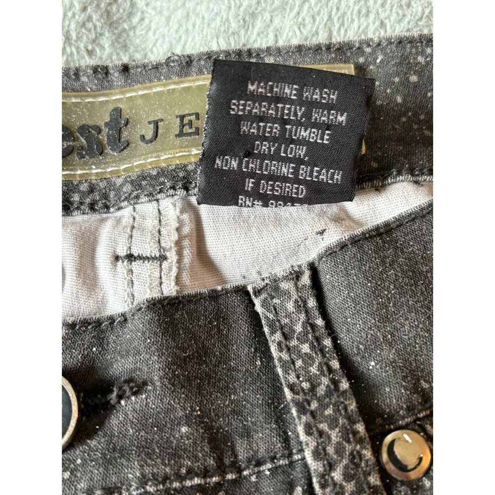 Y2K Vintage 90s‎ Rare CREST Jeans Gray City Artist Skyline Flare Women Sz 1/2